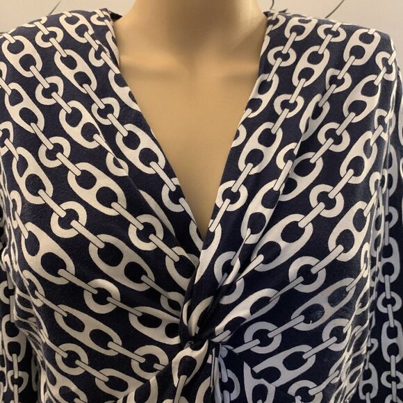 JONES NEW YORK. Sz Large. Draped Cotton Pullover. 3/4 Sleeve. Stretch. B72. - Picture 2 of 5